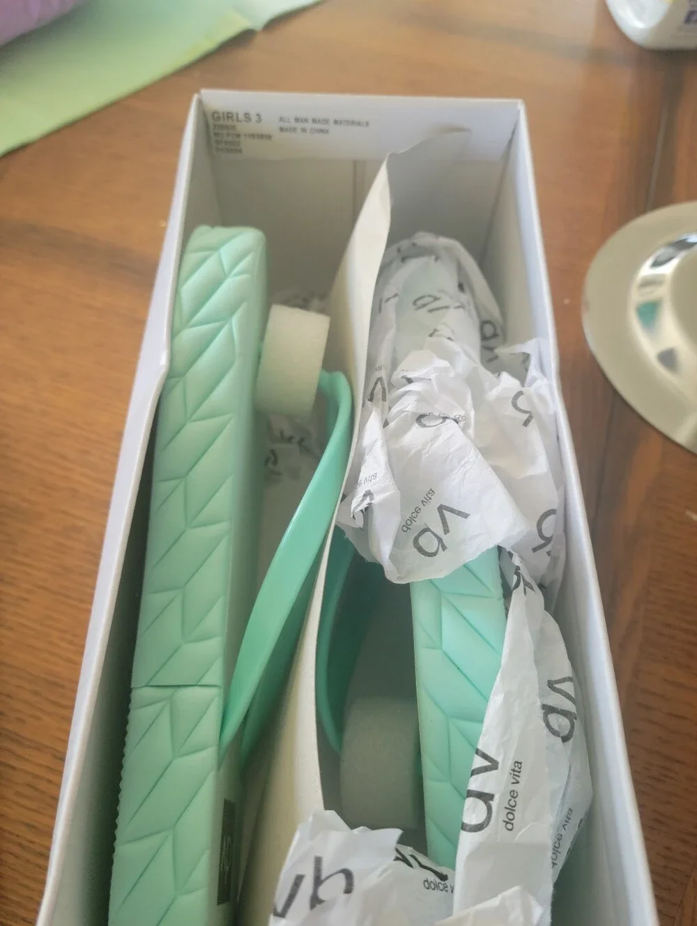 DV by Dolce Vita Girls Mint Green Platform Flip Flops